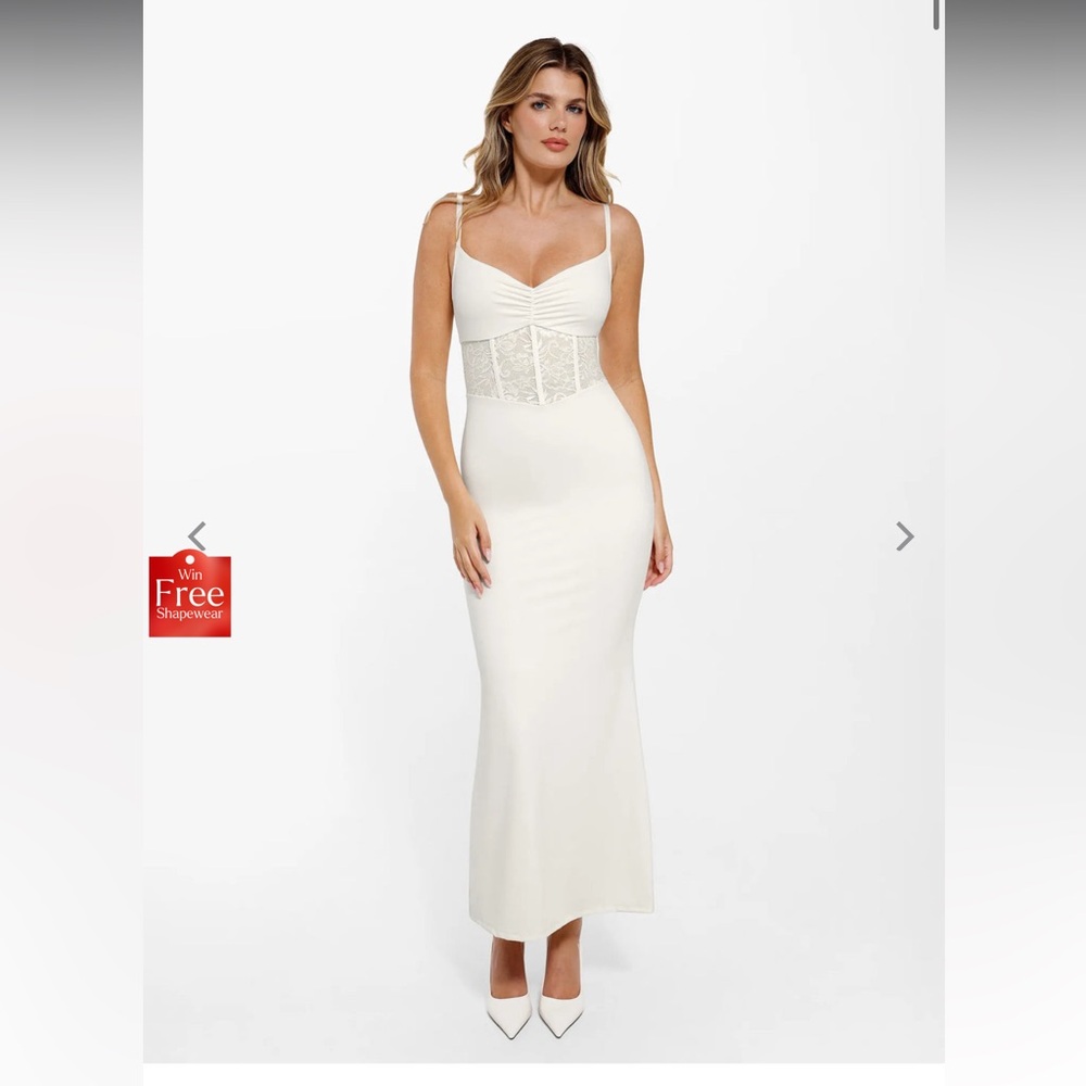 Maxi White Dress with Built In Shapewear